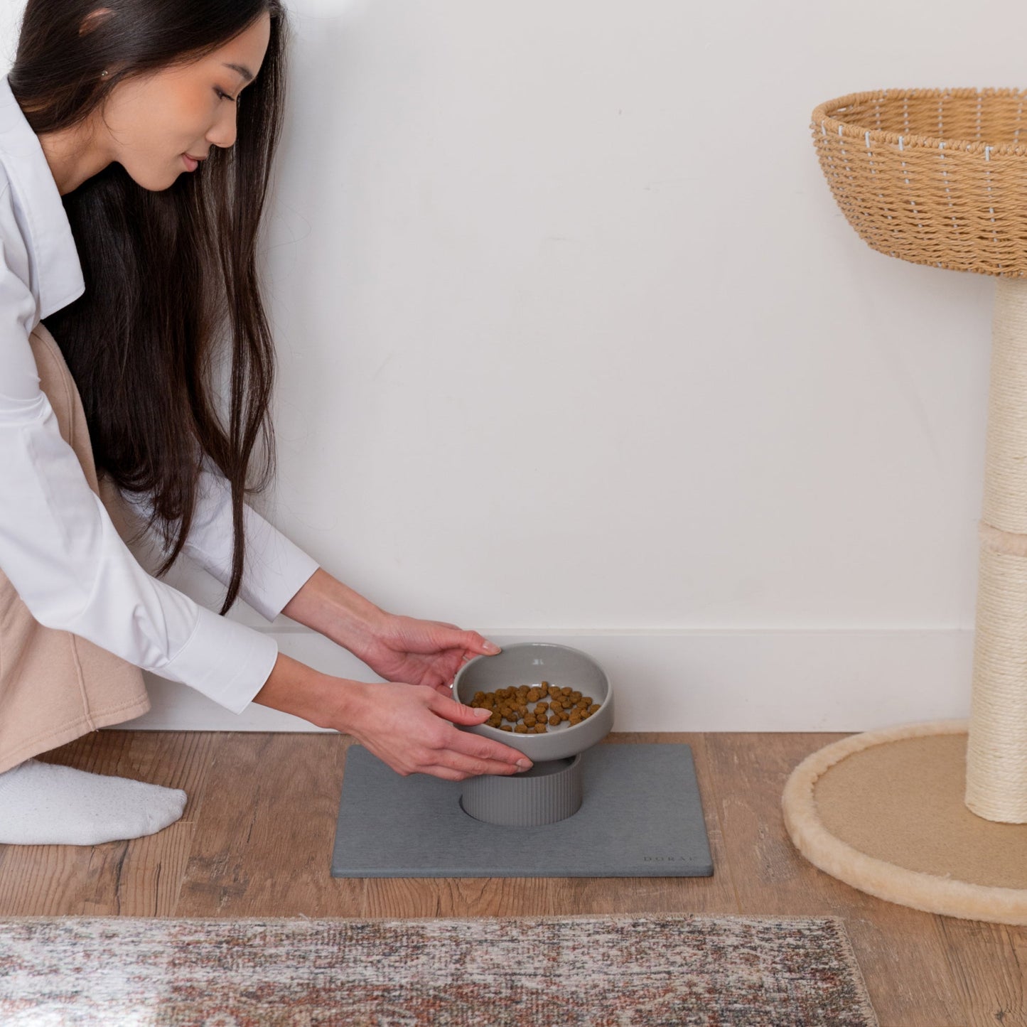 Elevated Cat Bowl + Stone Base