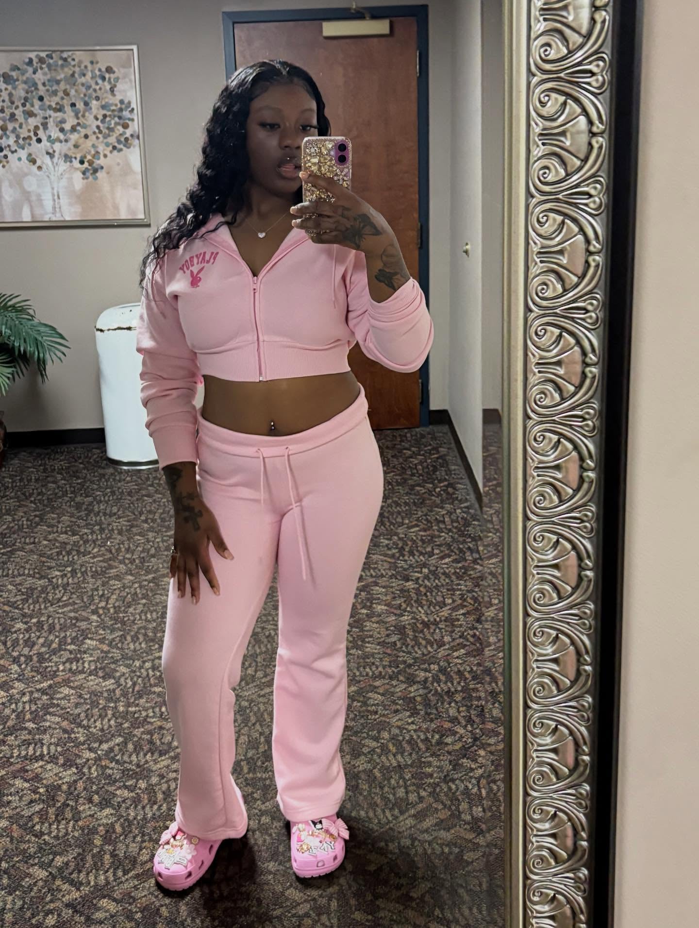 Zekeem 2pcs Women Set: Solid Color Hoodie & Wide Leg Pants