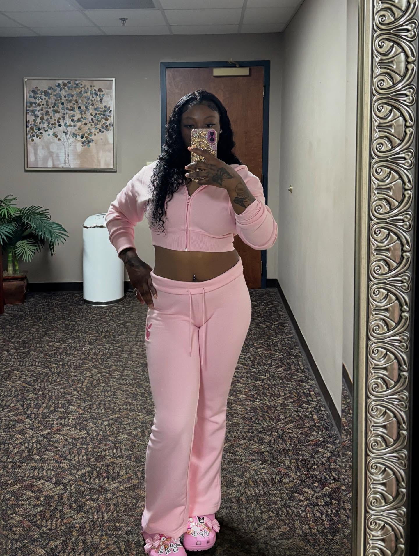 Zekeem 2pcs Women Set: Solid Color Hoodie & Wide Leg Pants
