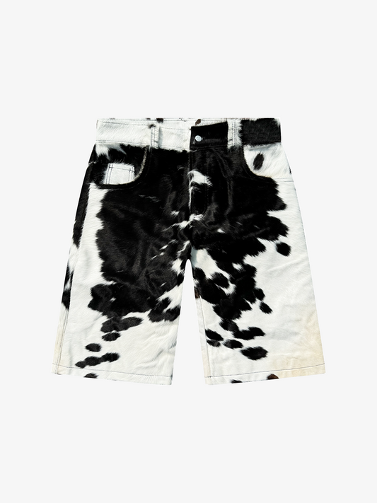 FLARED COWHIDE SHORTS